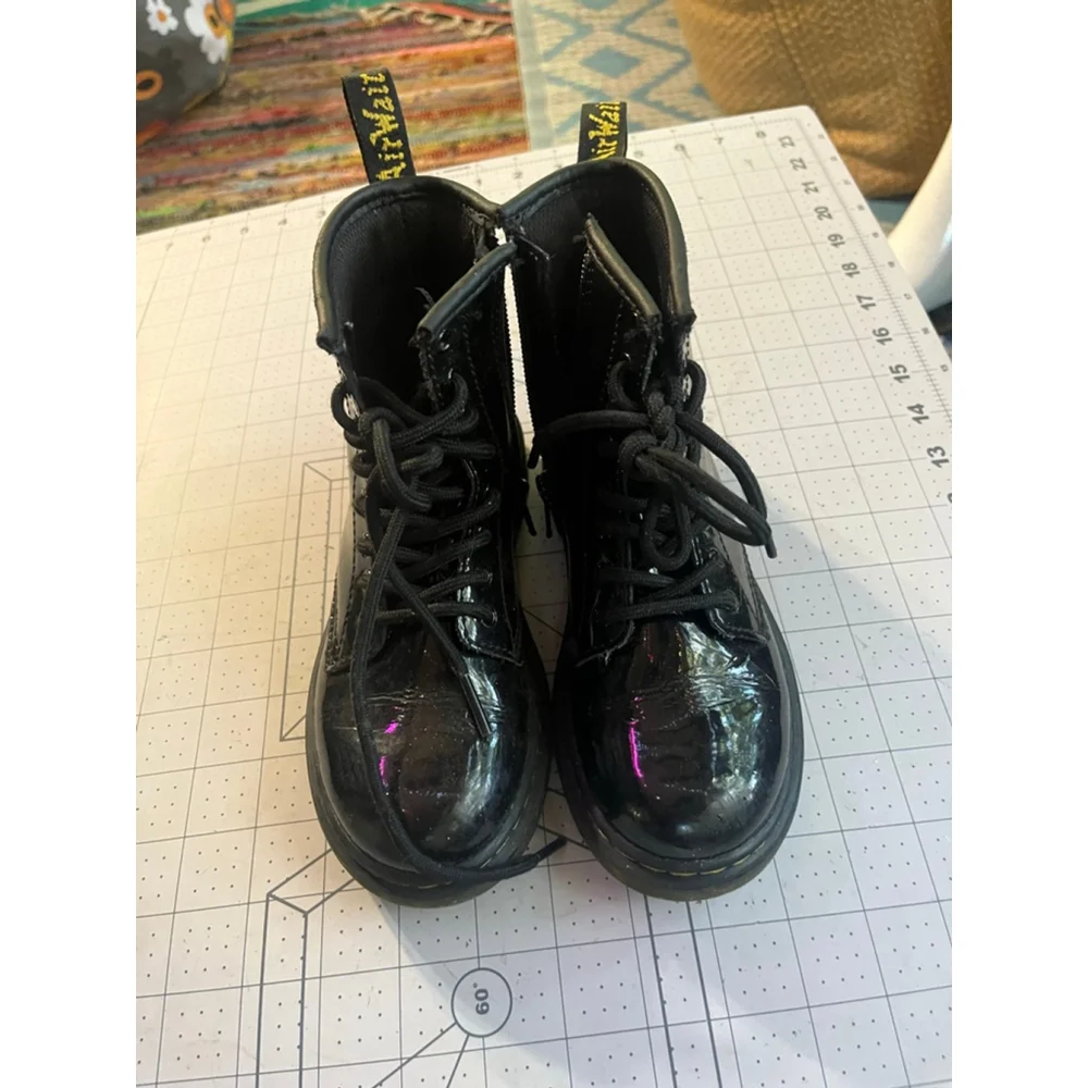 Kids Dr Martin patent leather black boots
